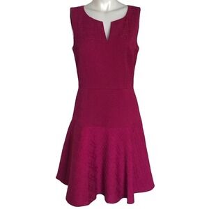 ANN TAYLOR MAGENTA SLEEVELESS DROP WAIST DRESS